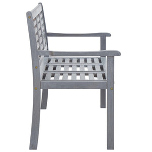 vidaXL Patio Furniture 3 Seater Outdoor Patio Bench Gray Solid Wood Eucalyptus-2