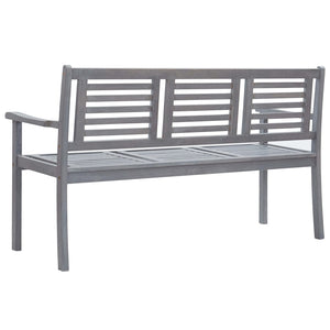 vidaXL Patio Furniture 3 Seater Outdoor Patio Bench Gray Solid Wood Eucalyptus-4