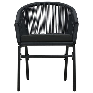 vidaXL Patio Chairs 2 Pcs Wicker Patio Dining Chair with Cushion PE Rattan-3