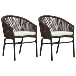 vidaXL Patio Chairs 2 Pcs Wicker Patio Dining Chair with Cushion PE Rattan-16