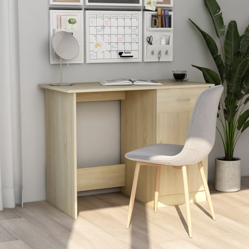 vidaXL Desk Standing Computer Desk Office Desk with Drawer Engineered Wood-26