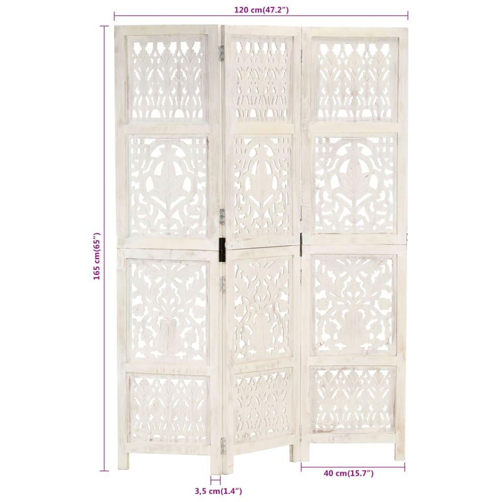 vidaXL Room Divider Hand Carved Room Divider Privacy Screen Solid Wood Mango-35