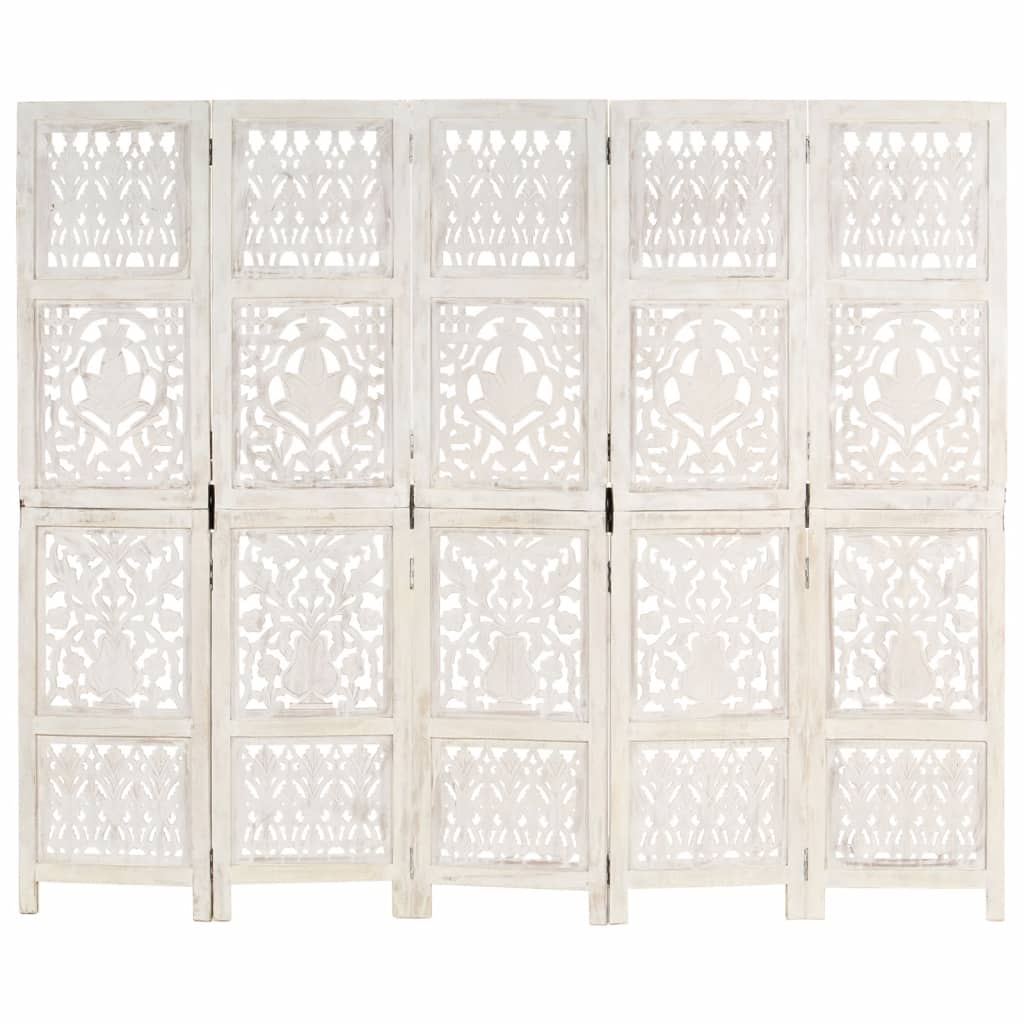 vidaXL Room Divider Hand Carved Room Divider Privacy Screen Solid Wood Mango-13