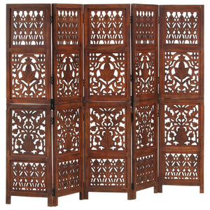 vidaXL Room Divider Hand Carved Room Divider Privacy Screen Solid Wood Mango-11