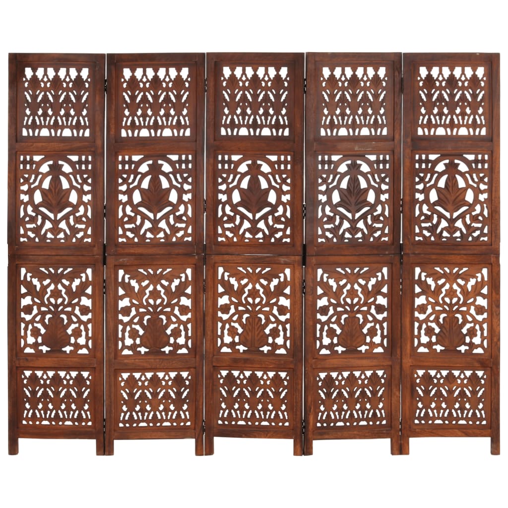 vidaXL Room Divider Hand Carved Room Divider Privacy Screen Solid Wood Mango-31