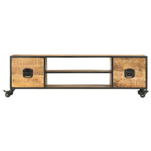 vidaXL TV Stand 51.2"x11.8"x15.4" Solid Wood Mango-2