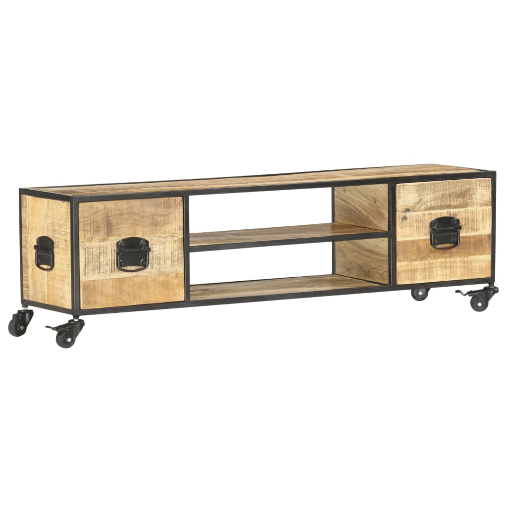 vidaXL TV Stand 51.2"x11.8"x15.4" Solid Wood Mango-7