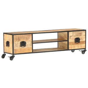 vidaXL TV Stand 51.2"x11.8"x15.4" Solid Wood Mango-7