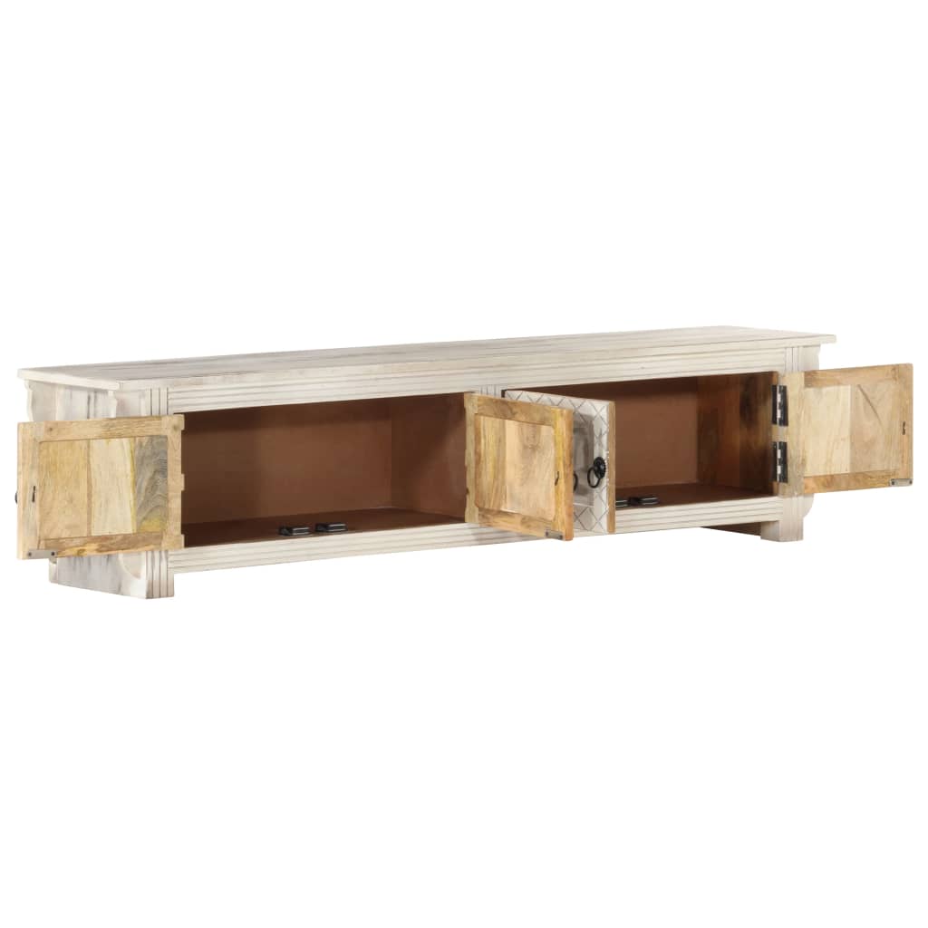 vidaXL TV Stand White 55.1"x11.8"x13.8" Solid Wood Mango-1