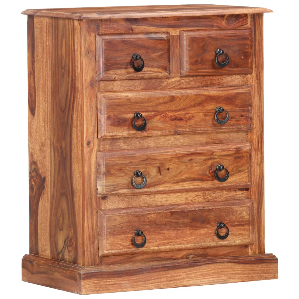 vidaXL Drawer Cabinet 23.6"x13.8"x29.5" Solid Sheesham Wood-0