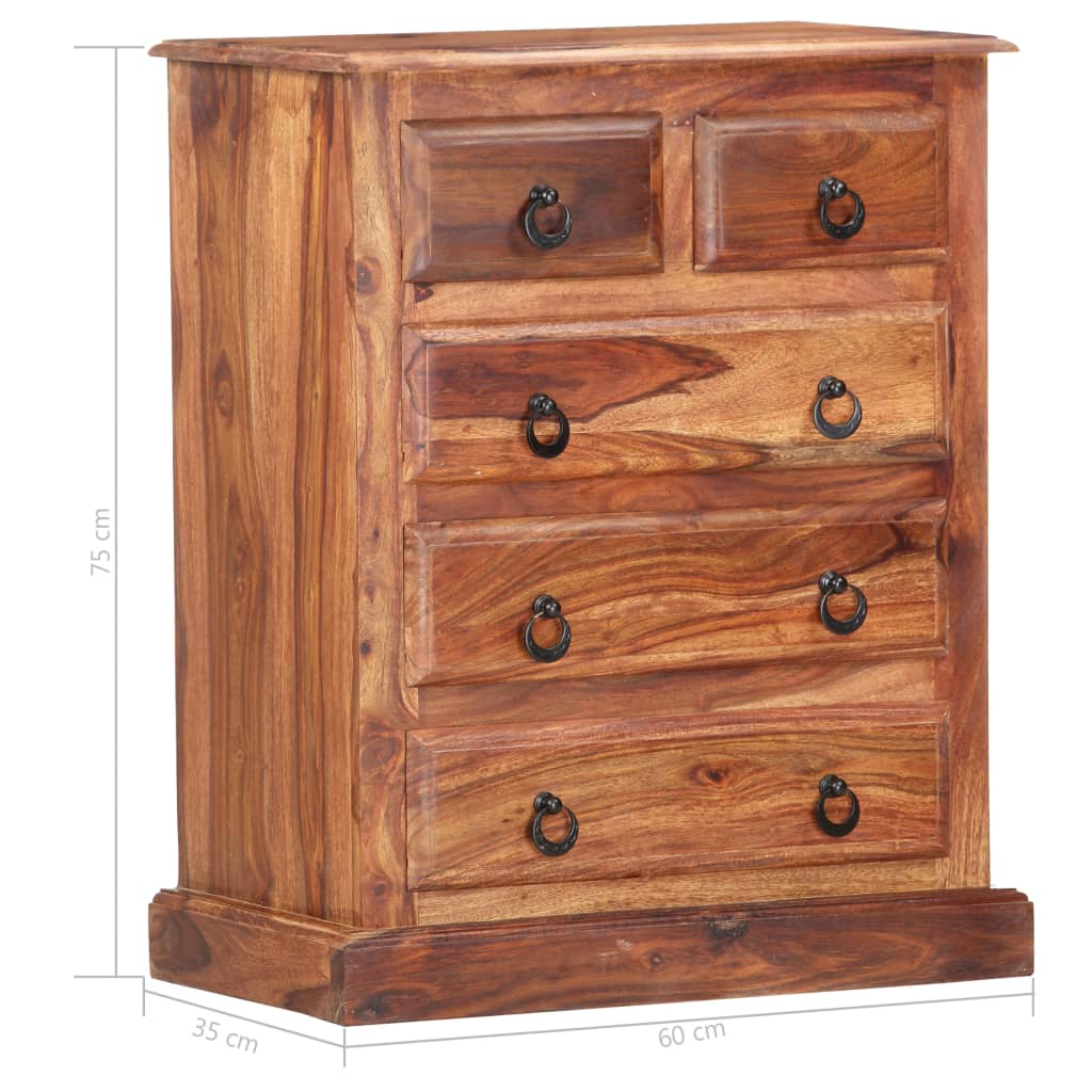 vidaXL Drawer Cabinet 23.6"x13.8"x29.5" Solid Sheesham Wood-7