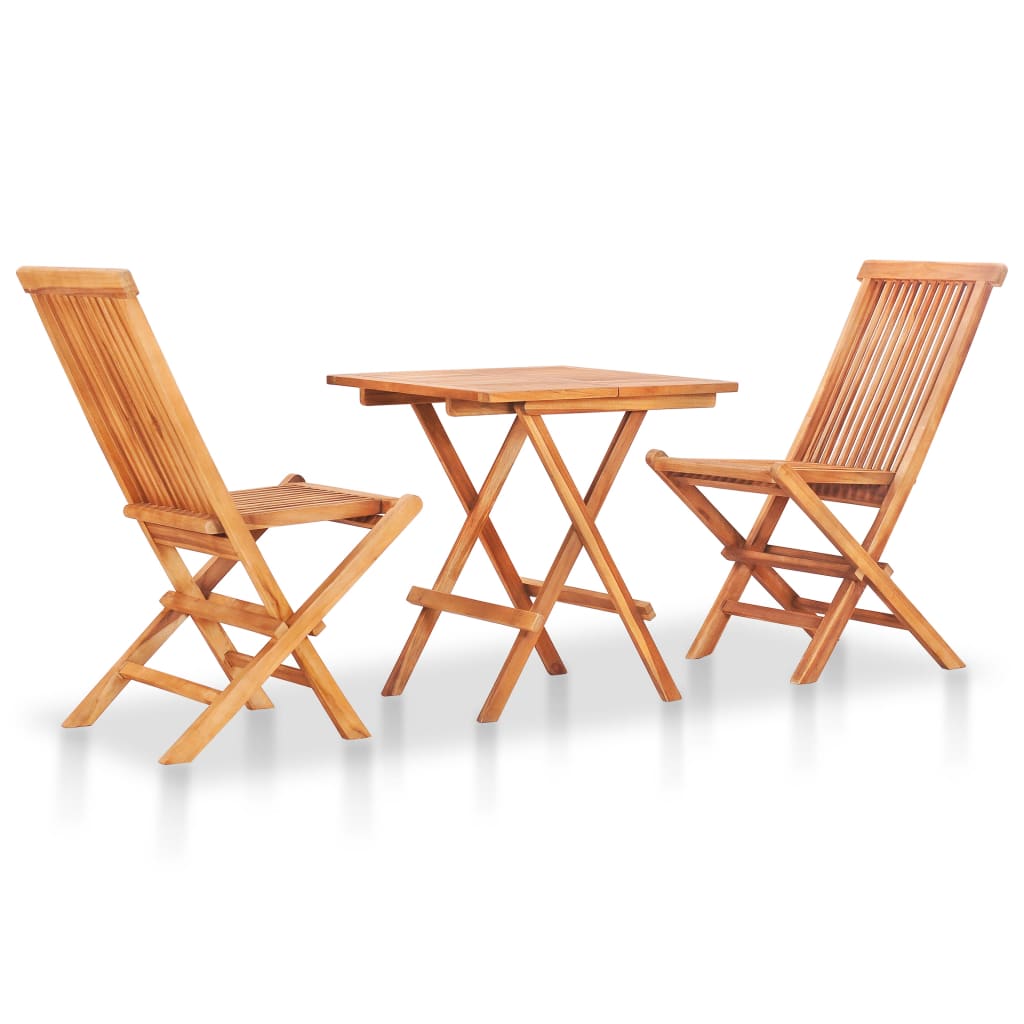 vidaXL 3 Piece Folding Bistro Set Solid Teak Wood-0