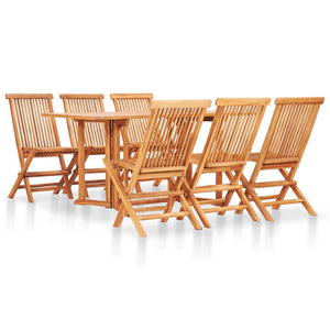 vidaXL 7 Piece Folding Patio Dining Set Solid Teak Wood-10