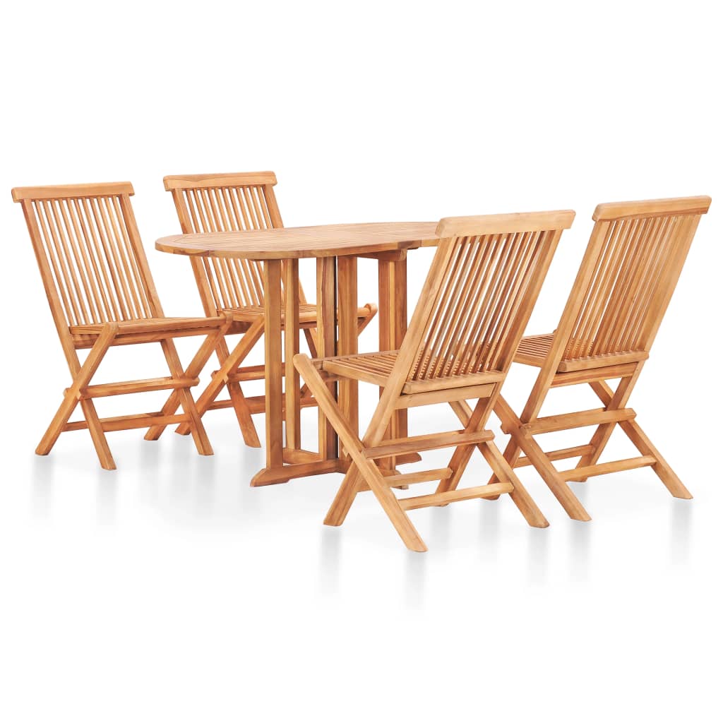 vidaXL 5 Piece Folding Patio Dining Set Solid Teak Wood-10