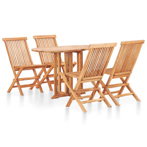 vidaXL 5 Piece Folding Patio Dining Set Solid Teak Wood-10