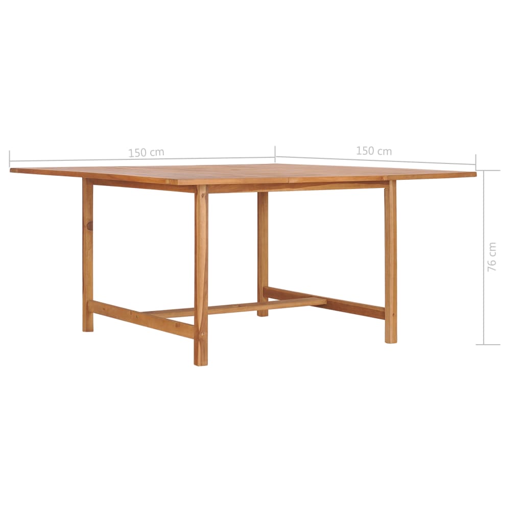 vidaXL Patio Table 59.1"x59.1"x29.9" Solid Teak Wood-6