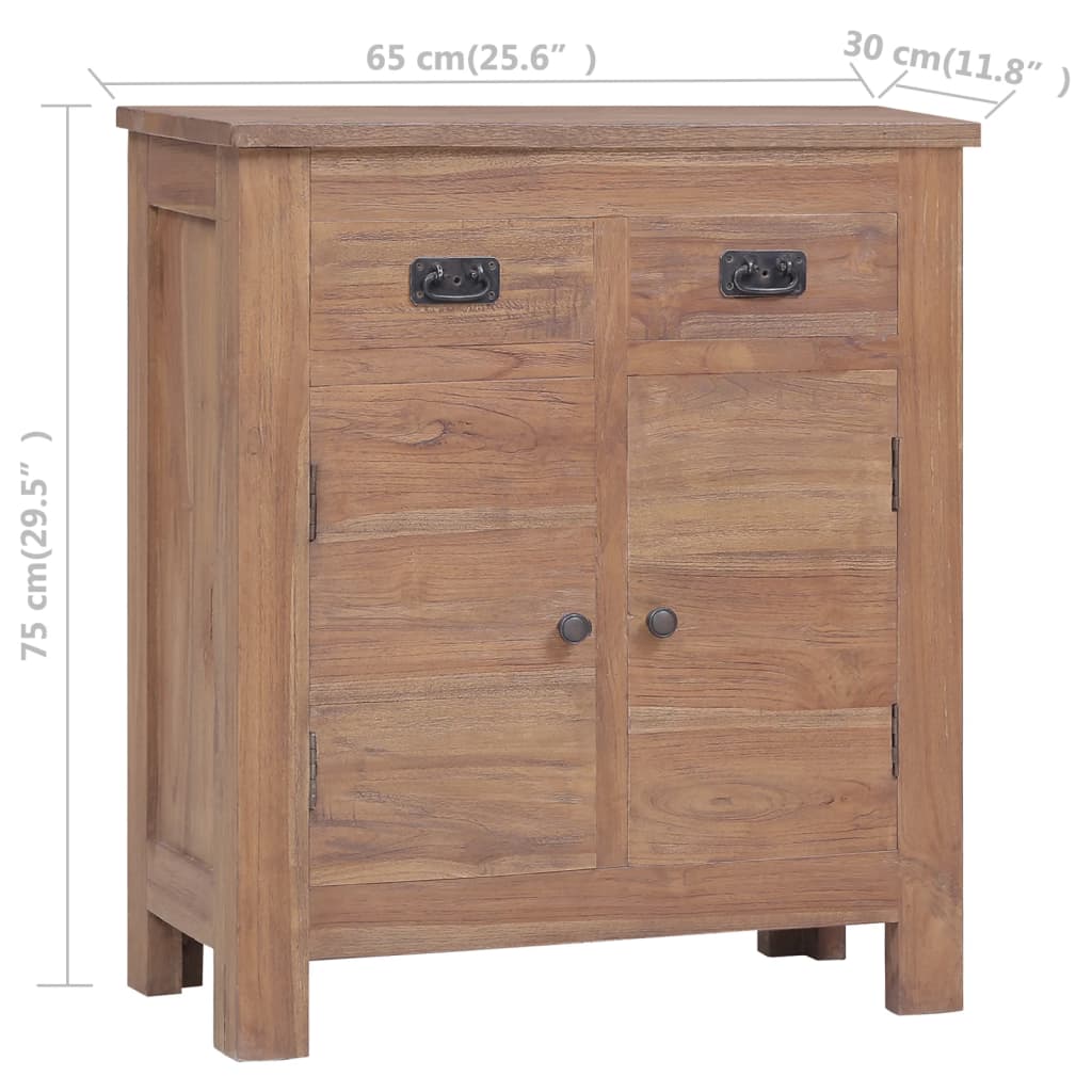 vidaXL Sideboard 25.6"x11.8"x29.5" Solid Teak Wood-7