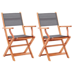 vidaXL Patio Folding Chairs Camping Chair Solid Wood Eucalyptus and Textilene-0