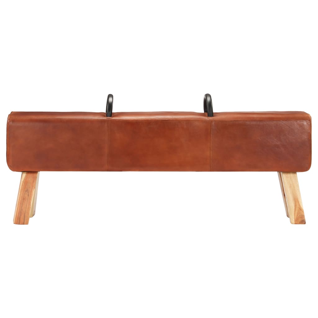 vidaXL Vintage Turnbock Bench with Handles Real Goat Leather-2