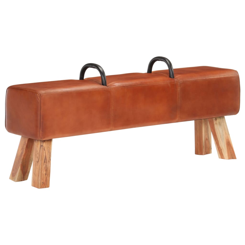 vidaXL Vintage Turnbock Bench with Handles Real Goat Leather-7