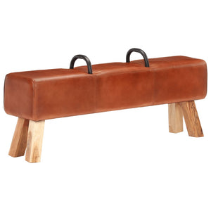 vidaXL Vintage Turnbock Bench with Handles Real Goat Leather-9