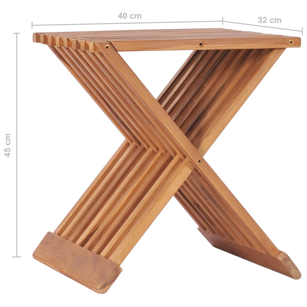 vidaXL Folding Stool 15.7"x12.6"x17.7" Solid Teak Wood-7