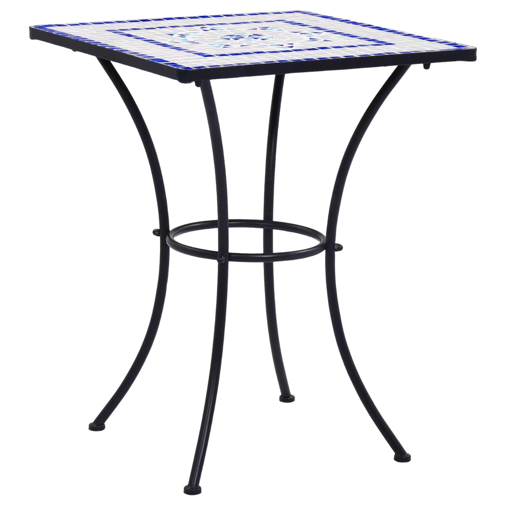 vidaXL 3 Piece Mosaic Bistro Set Ceramic Tile Blue and White-2