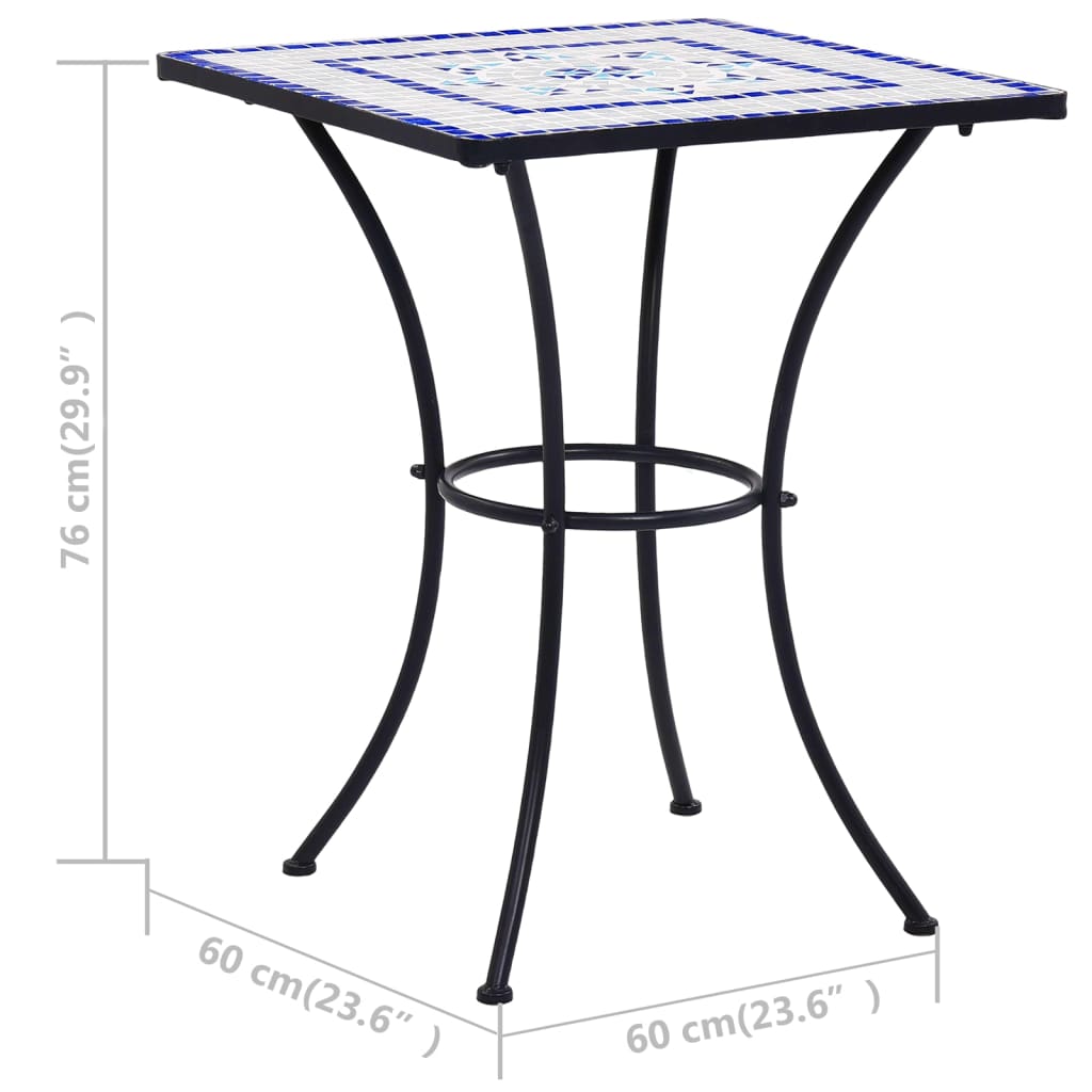 vidaXL 3 Piece Mosaic Bistro Set Ceramic Tile Blue and White-0