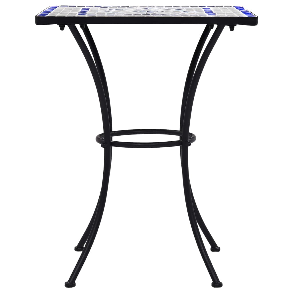 vidaXL 3 Piece Mosaic Bistro Set Ceramic Tile Blue and White-5