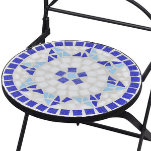 vidaXL 3 Piece Mosaic Bistro Set Ceramic Tile Blue and White-8