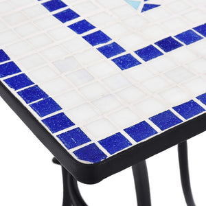 vidaXL 3 Piece Mosaic Bistro Set Ceramic Tile Blue and White-10