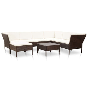 vidaXL Patio Furniture Set 8 Piece Sectional Sofa with Coffee Table Rattan-3