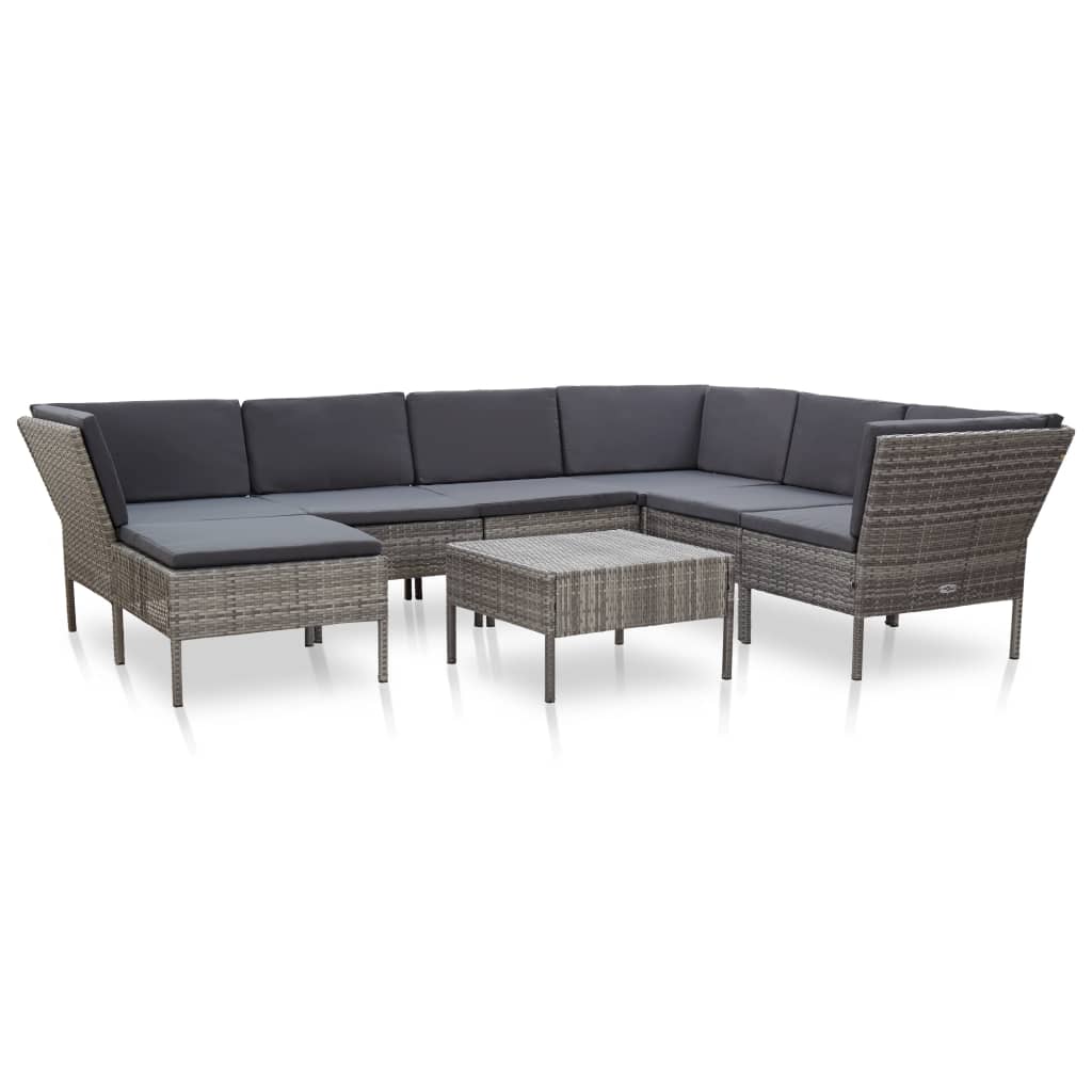 vidaXL Patio Furniture Set 8 Piece Sectional Sofa with Coffee Table Rattan-0