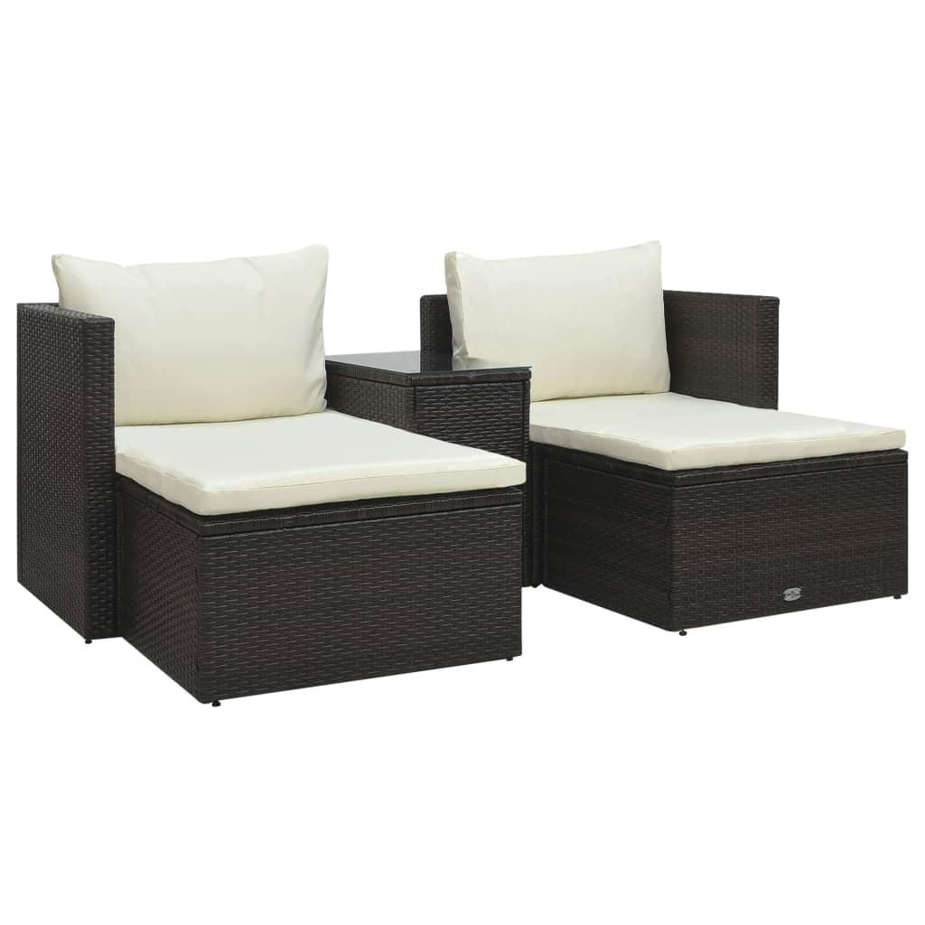 vidaXL Patio Furniture Set 5 Piece Patio Sectional Sofa with Table Poly Rattan-2