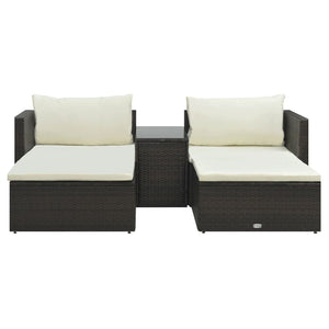 vidaXL Patio Furniture Set 5 Piece Patio Sectional Sofa with Table Poly Rattan-14