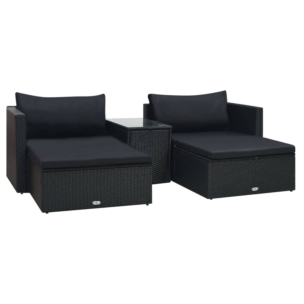 vidaXL Patio Furniture Set 5 Piece Patio Sectional Sofa with Table Poly Rattan-11