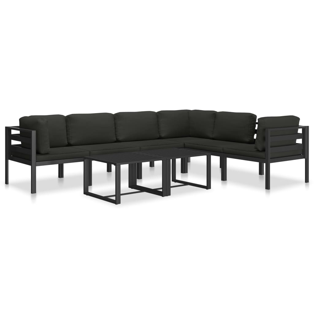 vidaXL Sectional Corner Sofa 1 pc with Cushions Aluminum Anthracite-7