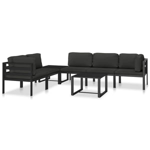 vidaXL Sectional Corner Sofa 1 pc with Cushions Aluminum Anthracite-9