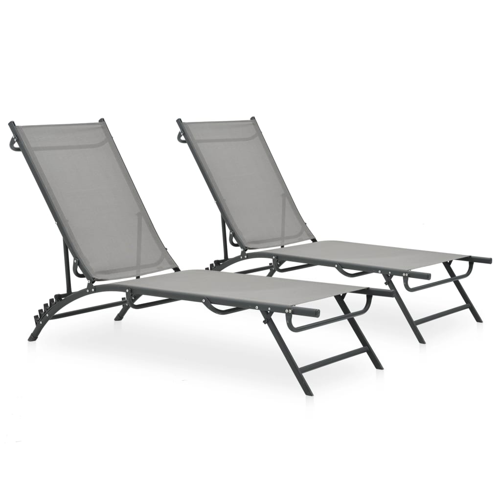 vidaXL Sun Loungers 2 pcs Textilene and Steel-0