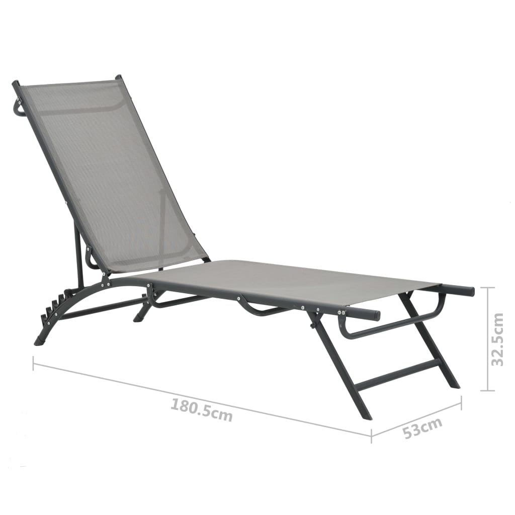 vidaXL Sun Loungers 2 pcs Textilene and Steel-7