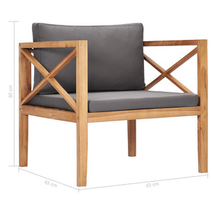 vidaXL Patio Chair Outdoor Garden Furniture with Cushions Solid Wood Teak-5