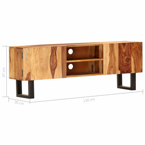 vidaXL TV Stand 51.2"x11.8"x18.5" Solid Wood Sheesham-5