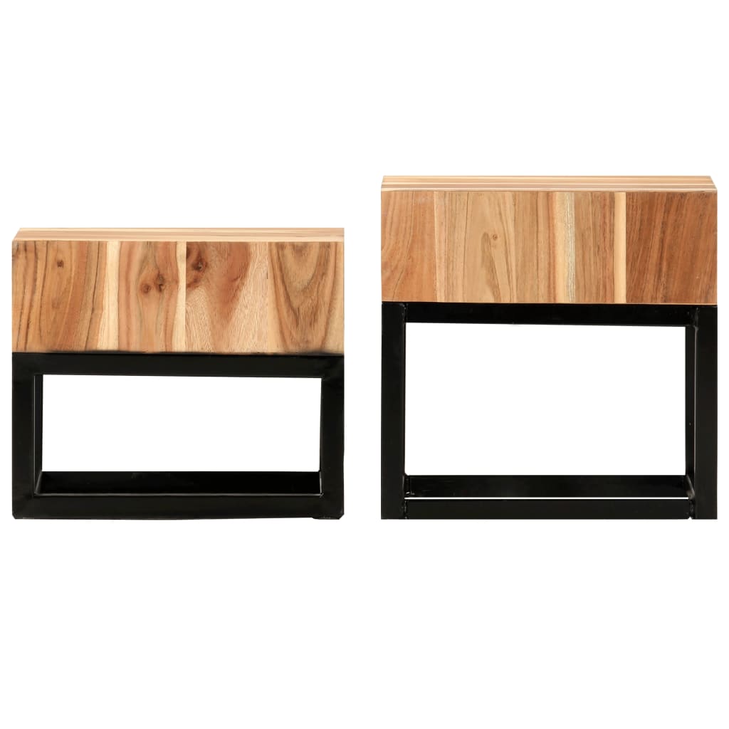 vidaXL Side Tables 2 pcs Solid Acacia Wood-0