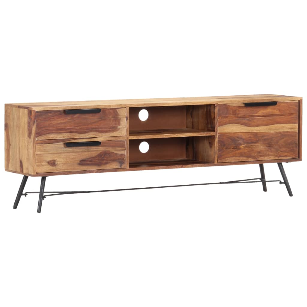 vidaXL TV Stand 55.1"x11"x18.5" Solid Wood Sheesham-0