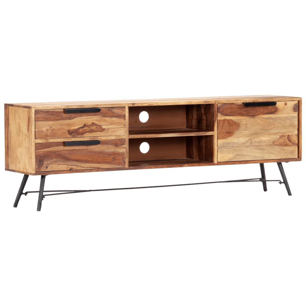 vidaXL TV Stand 55.1"x11"x18.5" Solid Wood Sheesham-8