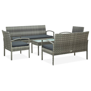 vidaXL Patio Furniture Set 5 Piece Outdoor Sofa with Coffee Table Poly Rattan-2