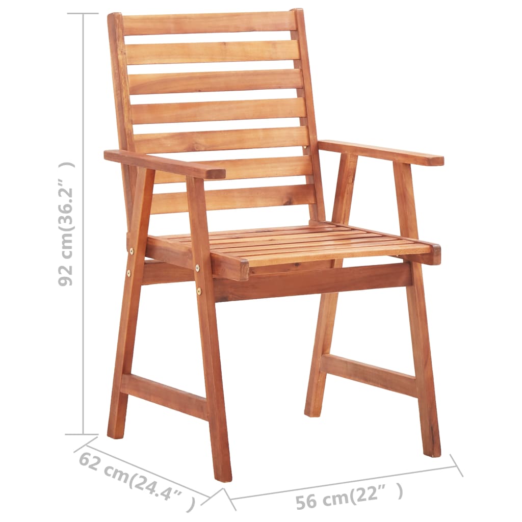 vidaXL Patio Dining Chairs Outdoor Dining Chair for Deck Solid Wood Acacia-36