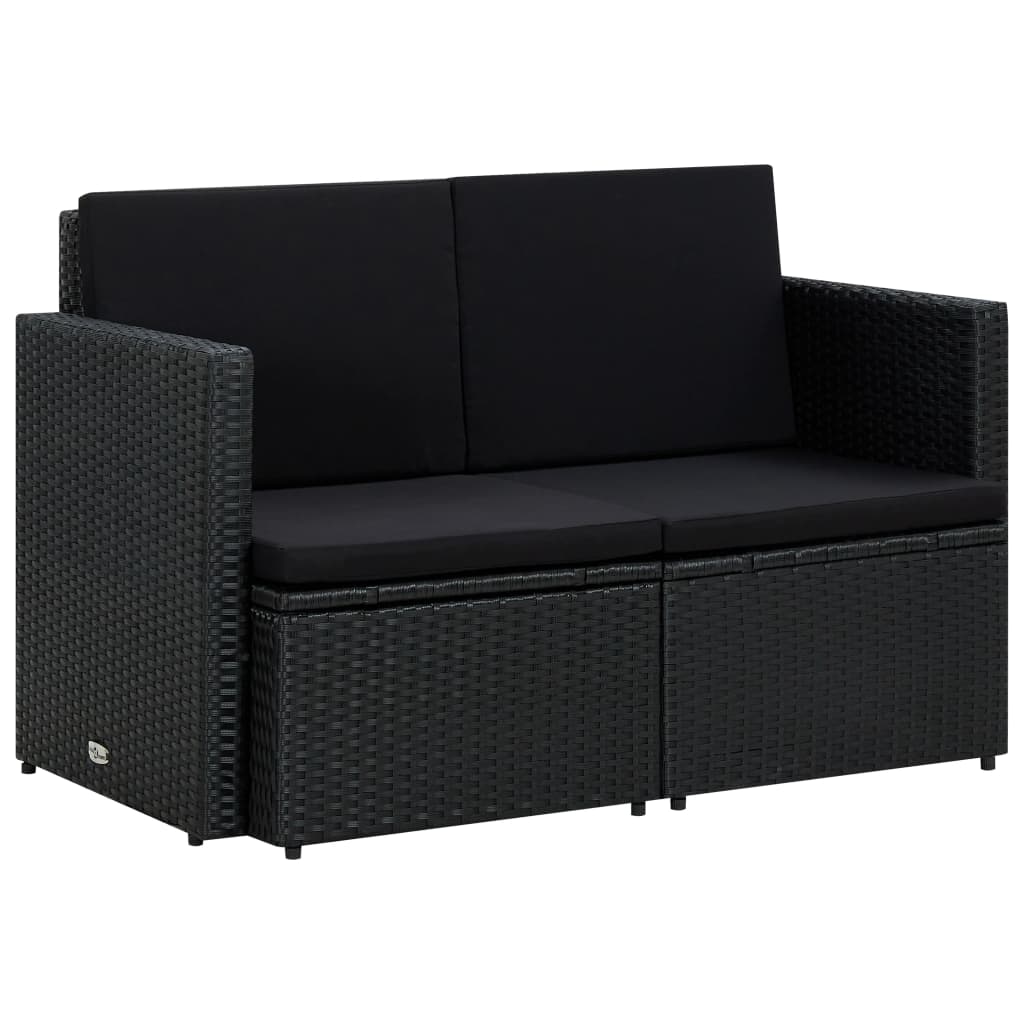 vidaXL Sofa All Weather Outdoor Patio Loveseat Sofa with Cushions Poly Rattan-1