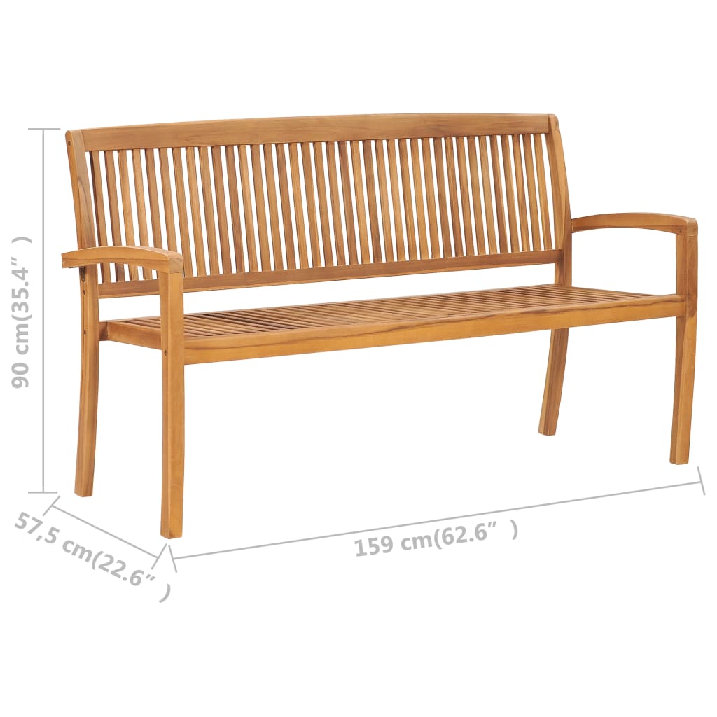 vidaXL Outdoor Patio Bench Garden Bench for Porch Balcony Solid Wood Teak-2