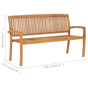 vidaXL Outdoor Patio Bench Garden Bench for Porch Balcony Solid Wood Teak-2